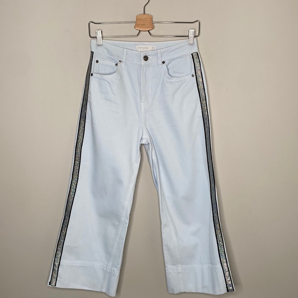 Topshop Crop Wide Leg Light Blue Jeans